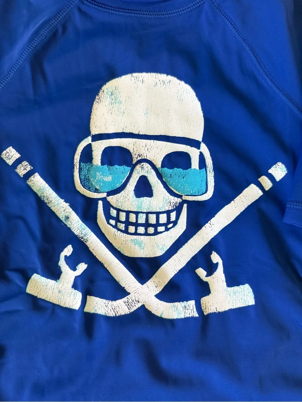 NEW GAP Kids Sz 6-7 Swim Rashguard with Lime Side Panels and Scuba Skull Graphic